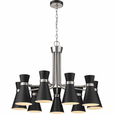 Z-Lite 728-9MB-BN Soriano Contemporary Matte Black / Brushed Nickel Chandelier Lamp
