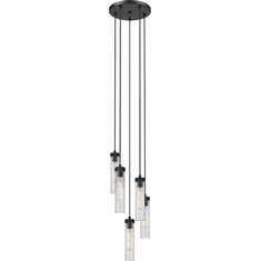 Z-Lite 740P-5R-MB Beau Contemporary Matte Black 12" Multi Hanging Light Fixture