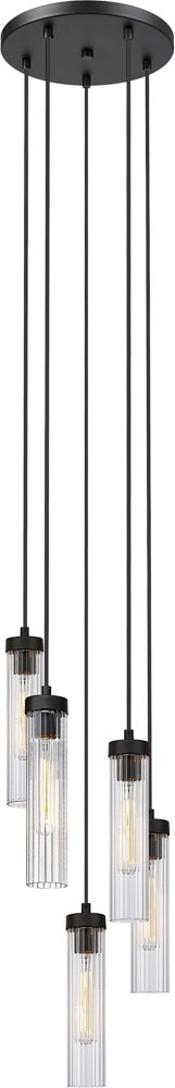Z-Lite 740P-5R-MB Beau Contemporary Matte Black 12" Multi Hanging Light ...