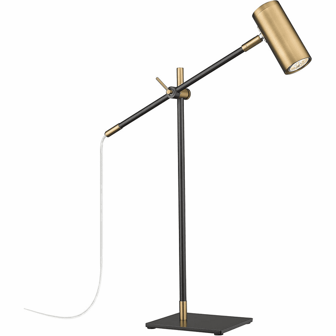 Z-Lite 814TL-MB-OBR Calumet Contemporary Matte Black and Olde Brass Reading Lamp