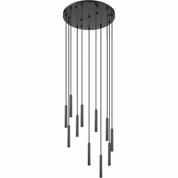 Z-Lite 919MP12-11R-MB-LED Forest Contemporary Matte Black LED Multi Hanging Pendant Light