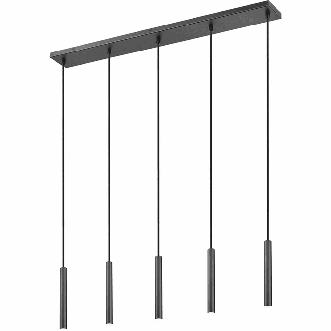 Z-Lite 919MP12-5L-MB-LED Forest Contemporary Matte Black LED Multi Hanging Pendant Light