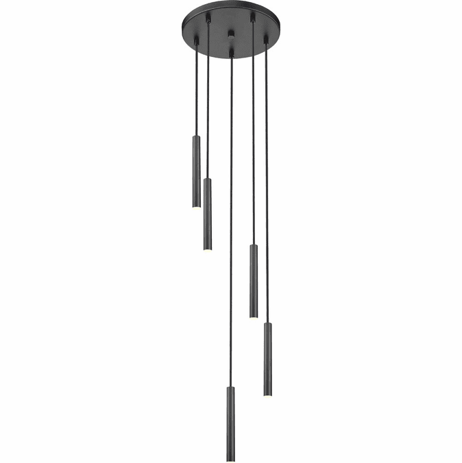 Z-Lite 919MP12-5R-MB-LED Forest Contemporary Matte Black LED Multi Ceiling Pendant Light