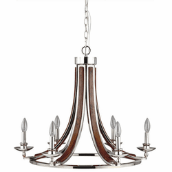Zeev Lighting CD10074/6/PN-PW Solstice Contemporary Polished Nickel Chandelier Lighting