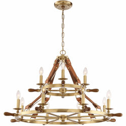 Zeev Lighting CD10162/12/AGB Carlisle Contemporary Aged Brass Lighting Chandelier