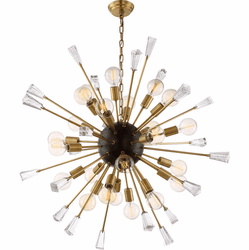 Zeev Lighting CD10163/24/AGB+MBK Muse Modern Aged Brass / Matte Black Hanging Chandelier
