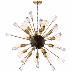 Zeev Lighting CD10164/18/AGB+MBK Muse Contemporary Aged Brass / Matte Black Chandelier Lamp