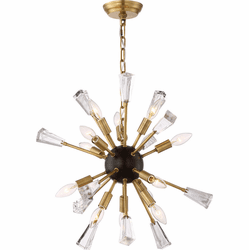 Zeev Lighting CD10165/12/AGB+MBK Muse Contemporary Aged Brass / Matte Black Mini Chandelier Lighting