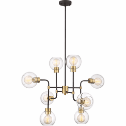 Zeev Lighting CD10199/8/PB+MBK Pierre Contemporary Polished Brass / Matte Black Chandelier Light