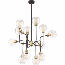 Zeev Lighting CD10200/12/PB+MBK Pierre Contemporary Polished Brass / Matte Black Lighting Chandelier