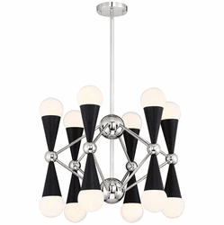 Zeev Lighting CD10220/12/PN+MBK Crosby Modern Polished Nickel / Matte Black Mini Chandelier Light