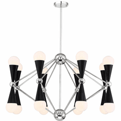 Zeev Lighting CD10221/16/PN+MBK Crosby Modern Polished Nickel / Matte Black Chandelier Light