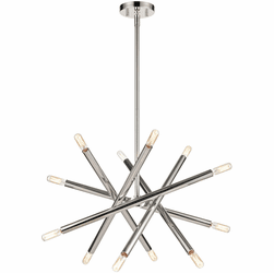 Zeev Lighting CD10389/12/PN Mandelorian Contemporary Polished Nickel Mini Chandelier Lamp