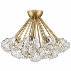 Zeev Lighting FM60047/18/AGB Parisian Contemporary Aged Brass Flush Mount Ceiling Light Fixture