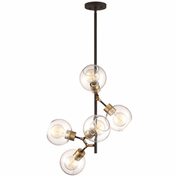 Zeev Lighting P30076/5/PB+MBK Pierre Modern Polished Brass / Matte Black Mini Chandelier Light
