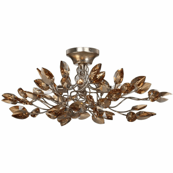 Zeev Lighting SF50004/4/SL-AGP/CC Misthaven Modern Silver Leaf w/ Antique Gold Overhead Lighting