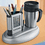Executive Desk Set Steel Mug Clock Card Holder