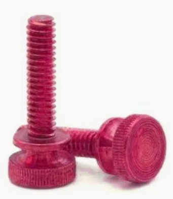 1/4-20 X 1-1/2 Knurled Thumb Screw Red Nylon