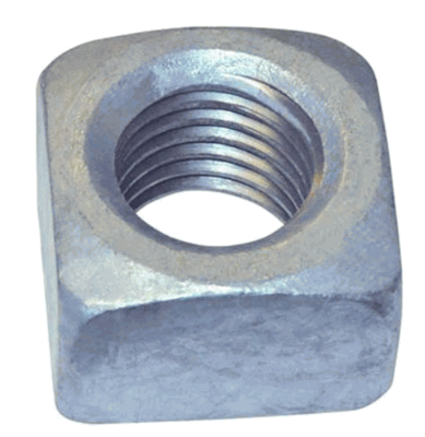 1-8 REGULAR <B/>SQUARE NUT</B> HOT GALVANIZED