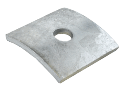 5/8" Curved Square Washer Hot Galvanized (11/16 ID X <B/>2-1/2" X 2-1/2" X 3/16"</B> THK)