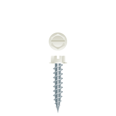 8 X 2 HWH SELF-PIERCING SCREW ZINC WITH <B/>PAINTED WHITE HEAD</B>  (500'S)