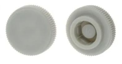 KNURLED <B/>GRAY</B> PLASTIC <I/>KNOB ONLY</I> FOR <B/>6/32 DIAMETER</B> SOCKET CAP SCREW