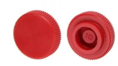 KNURLED <B/>RED</B> PLASTIC <I/>KNOB ONLY</I> FOR <B/>1/4" DIAMETER</B> SOCKET CAP SCREW