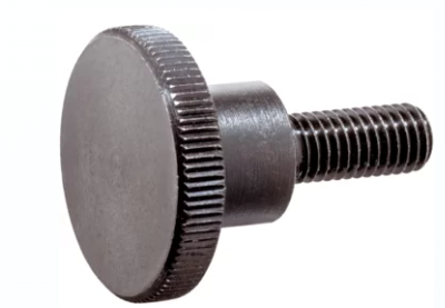 M6 X 12 STEEL THUMB SCREW WITH KNURLED BLACK PLASTIC KNOB