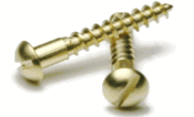 <B/>Round Head Slotted</B> Wood Screws <b/>Brass Plated</b>