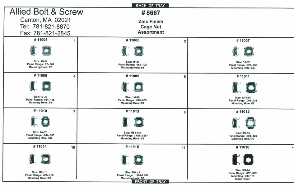 Zinc Finish Cage Nut Assortment (8667)