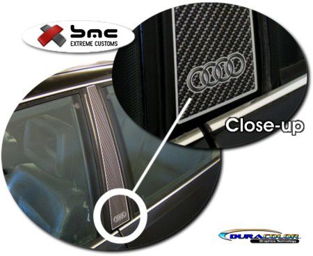1988-1991 Audi 90 Simulated Carbon Fiber Door Posts Graphics Kit