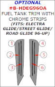 1996-2013 Harley Davidson Electra/Street Glide Optional Fuel Tank Trim With Chrome Strips, 6 Pcs