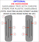 1996-2013 Harley Davidson Electra/Road/Street Glide Optional Saddlebag Trim With Chrome Strips For Plastic Saddlebag, 8 Pcs