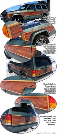 1997-2001 Jeep Grand Wagoneer Wood Panel Graphics Kit 1