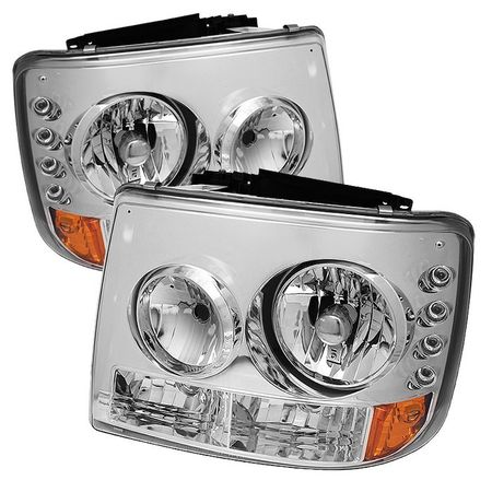 1999-2002 Chevy Silverado 1500 2500 1PC W/ Bumper Lights  LED Chrome Crystal Headlights 