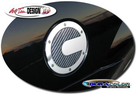 1999-2004 Ford Mustang Simulated Carbon Fiber Fuel Door 1