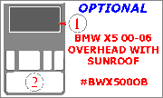 2000-2006 BMW X5 Overhead Console Trim Kit, w/ Sunroof, 2 Pcs
