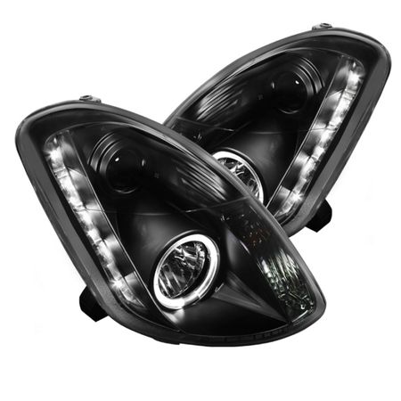 2003 2004 Infiniti G35 Sedan 4Dr ( Non HID ) DRL LED Halo Projector Headlights - Black