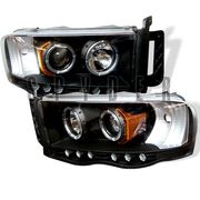 2003-2005 Dodge Ram 2500 3500 Halo LED Projector Headlights - Black
