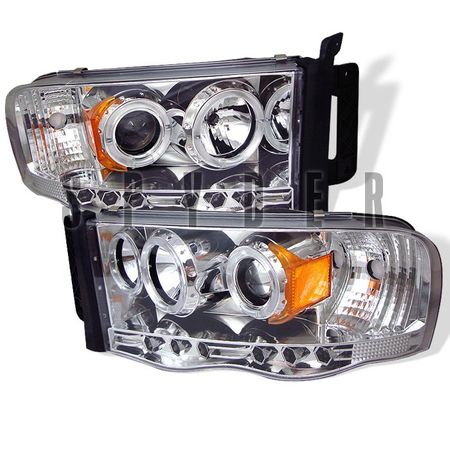 2003-2005 Dodge Ram 2500 3500 Halo LED Projector Headlights - Chrome