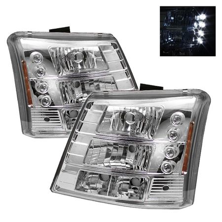 2003-2006 Chevy Silverado 2500HD 1PC Bumper Lights LED Chrome Crystal Headlights 
