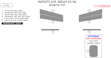 2003-2006 Infiniti G35 Sedan Exterior Kit, 6 Pcs