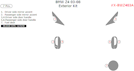2003-2008 BMW Z4 Exterior Trim Kit, 7 Pcs