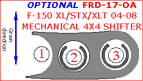 2004-2008 Ford F-150 XL STX XLT Optional Mechanical 4x4 Shifter Trim, 3 Pcs