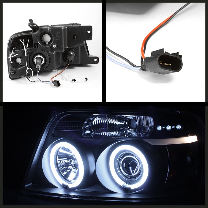 2004-2008 Ford F150 Version 2 CCFL LED Black Projector Headlights