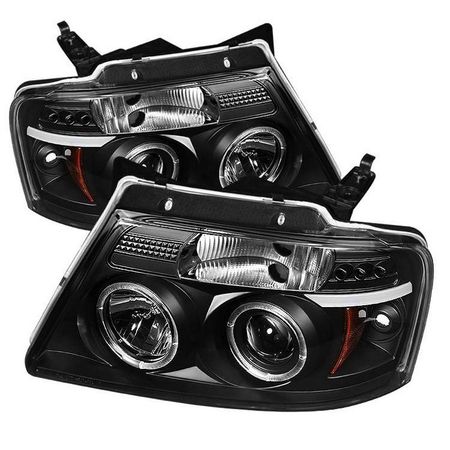 2004-2008 Ford F150 Version 2 Halo LED Black Projector Headlights