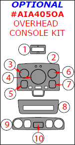 2005-2008 Audi A4 Optional Overhead Console Trim Kit, 10 Pcs