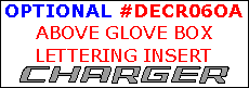 2006-2007 Dodge Charger Optional 'CHARGER' Above Glove Box Lettering Insert, 7 Pcs
