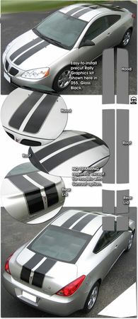 2006-2009 Pontiac G6 Coupe and Convertible Rally Stripe Graphic Kit 1