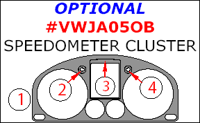 2006-2009 VW GTI / Jetta / Rabbit Optional Speedometer Cluster Trim Kit, 4 Pcs